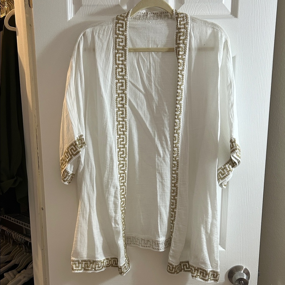 White Kimono with Gold Trim